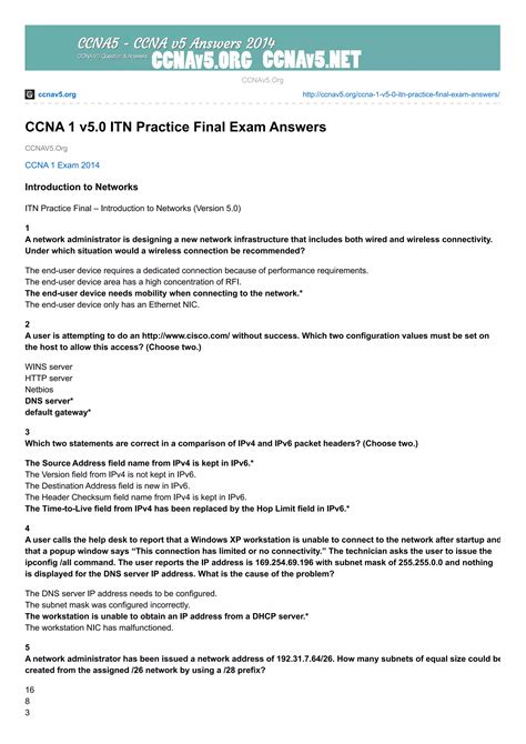 Ccna Practice Final Answers Kindle Editon