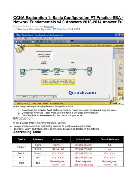 Ccnas Pt Practice Sba Answer Doc