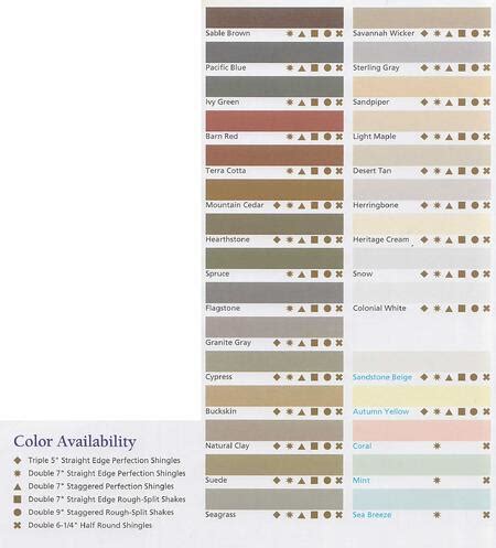 Cedar Impressions Color Chart