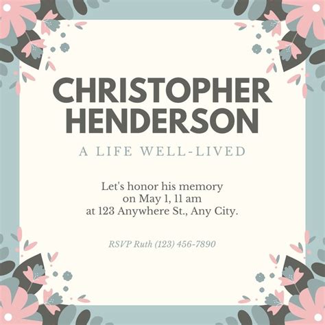 Celebration Of Life Invitation Templates