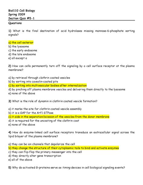 Cell Biology Multiple Choice Questions And Answers Doc