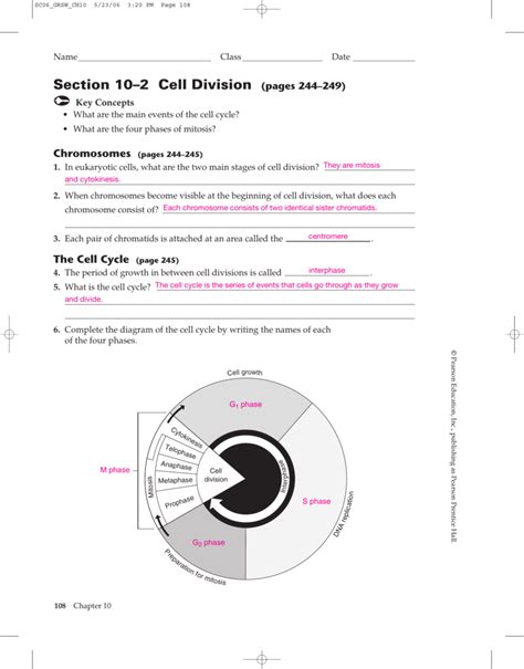 Cell Growth Division Test Answers PDF