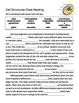 Cell Structure Cloze Answers Key Epub