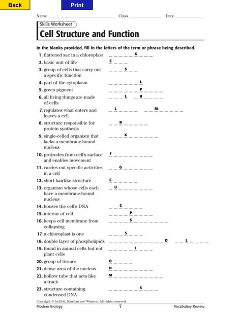 Cell structure and function vocabulary practice key Ebook Doc