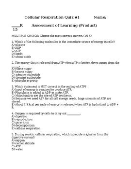 Cellular Respiration Questions And Answers Multiple Choice PDF