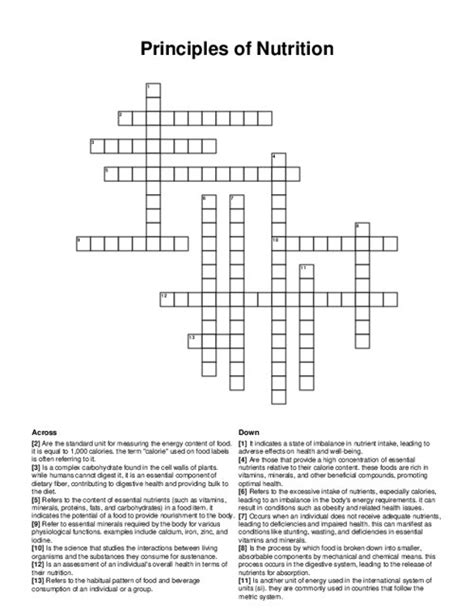 Cengage Nutrition Crosswords Answers Reader