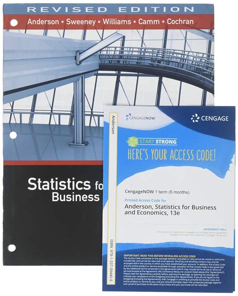 CengageNOW with XLSTAT 2 term Printed Access Card for Anderson Sweeney Williams Camm Cochran s Statistics for Business and Economics Revised 13th Reader