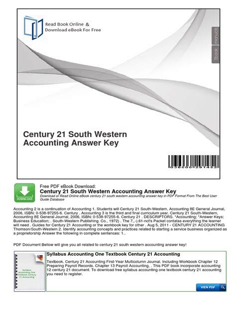 Century 21 Accounting 7th Edition Answer Key PDF