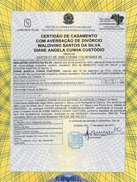 Certidão de divórcio