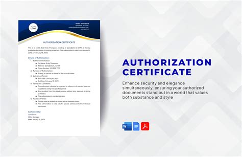 Certificate Of Authorization Template