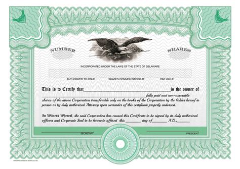 Certificate Of Stock Template