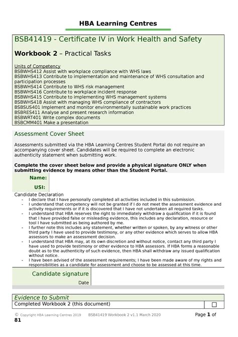 Certificate iv ohs assignment answers Ebook Doc