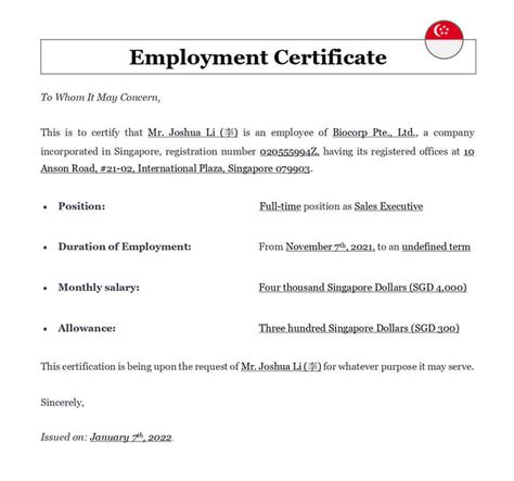 Certificate of Employment Singapore: Your Guide to Documenting Employment History