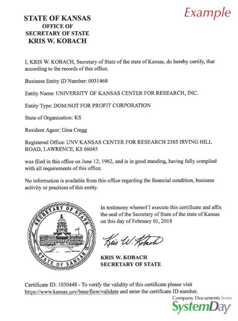 Certificate of Good Standing Kansas: A Comprehensive Guide