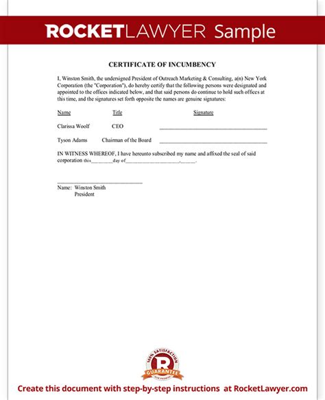 Certificate of Incumbency Sample: A Simple Step-by-Step Guide