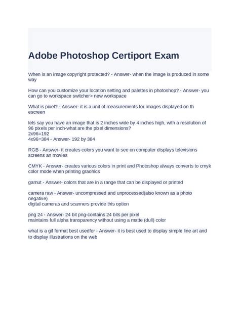 Certiport Photoshop Cs5 Answers Doc