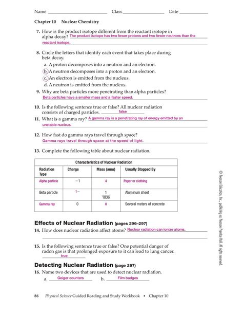 Ch 10 Nuclear Chemistry Answer Key PDF