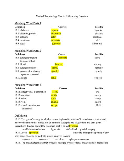 Ch 15 Medical Terminology Learning Exercises Answers Kindle Editon