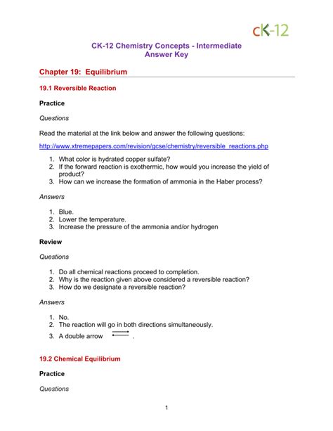 Ch 19 Reaction Rates And Equilibrium Answers PDF