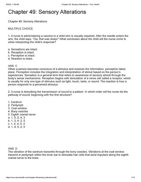 Ch 49 Sensory Reading Guide Answers Ap Bio Doc