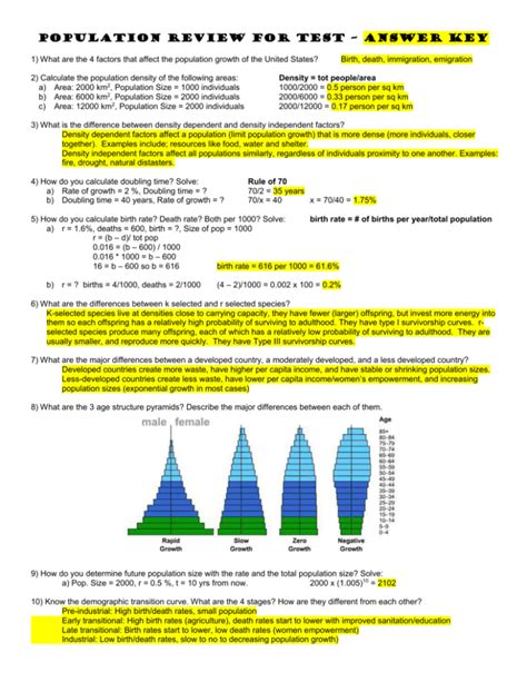 Ch 5 Population Review Key Answer Doc