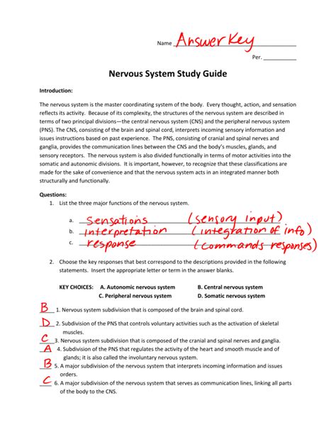 Ch 8 The Nervous System Answer Key Kindle Editon