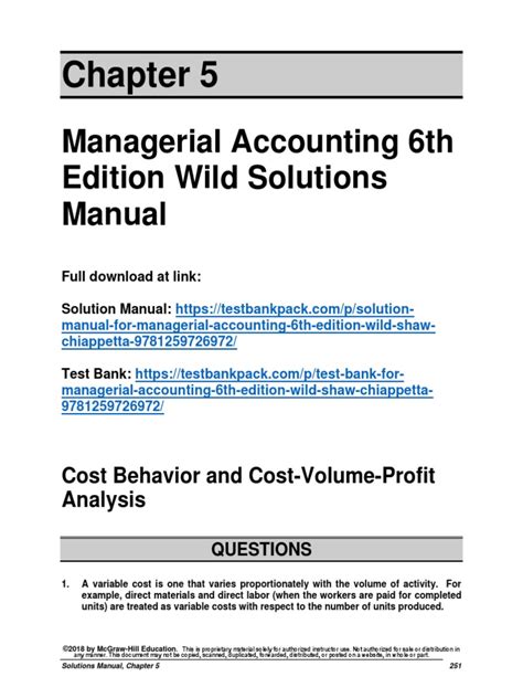 Ch11 International Managerial Accounting Solutions 6th Edition Kindle Editon