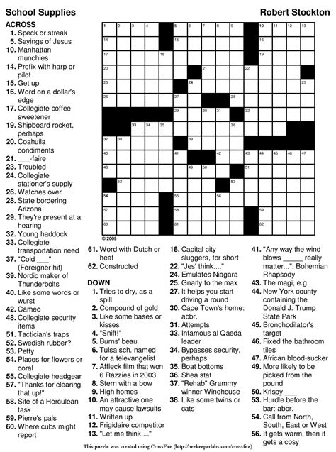 Challenging Crossword Puzzles Printable