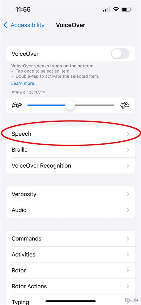 Change VoiceOver Speech Rate: