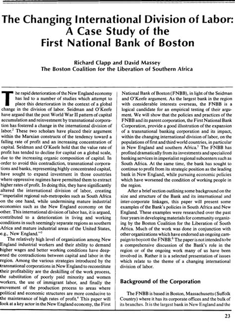 Changing International Division of Labor Reader