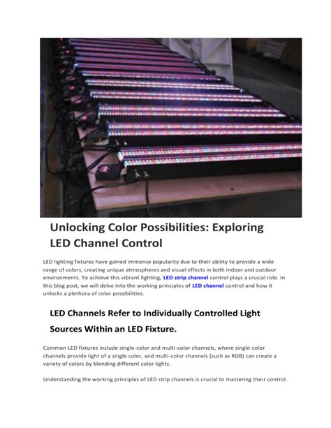 Channel for LED: Unlocking Limitless Possibilities for Lighting Innovations