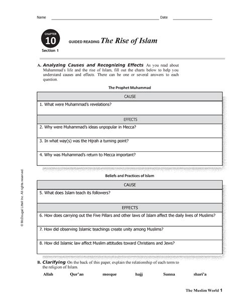 Chapter 10 Section 1 Guided Reading The Rise Of Islam Answers PDF