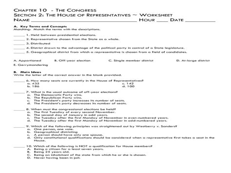 Chapter 10 Section 2 The House Of Representatives Answer Key Epub