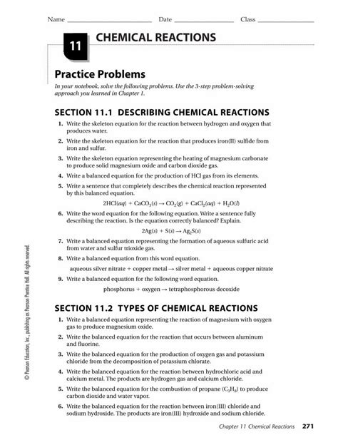 Chapter 11 Chemical Reactions Guided Practice Problems Answers PDF