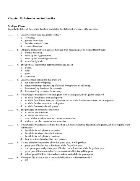 Chapter 11 Introduction To Genetics Answer Key Biology PDF