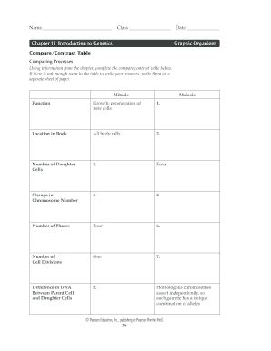 Chapter 11 Introduction To Genetics Compare Contrast Table Answer Key Epub