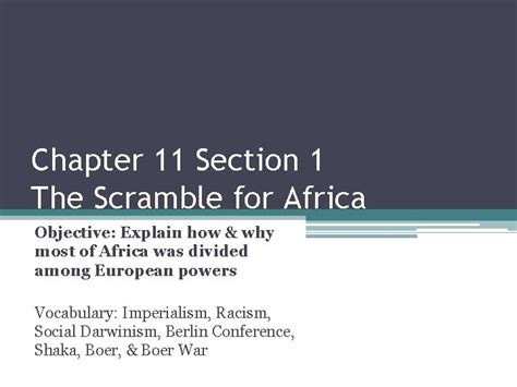 Chapter 11 Section 1 The Scramble For Africa Answers Reader