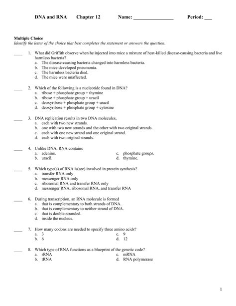 Chapter 12 Assessment Dna Rna Answers Doc