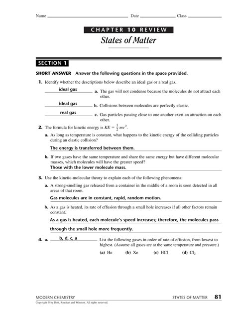 Chapter 12 States Of Matter Study Guide Answer Key Kindle Editon