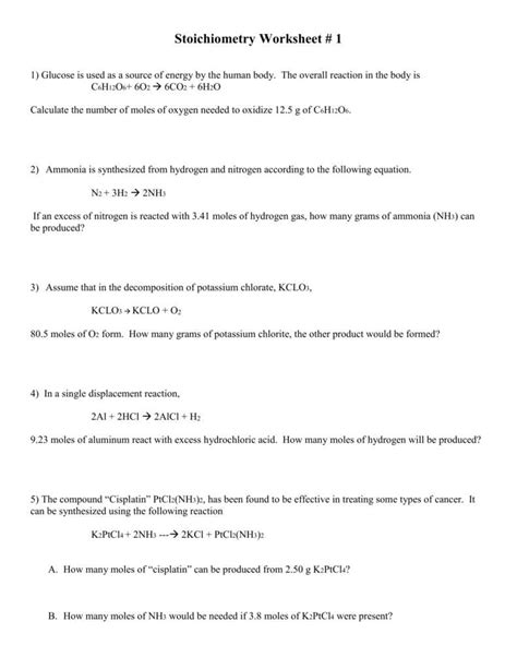 Chapter 12 Stoichiometry Work Answers Reader