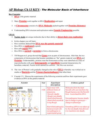 Chapter 13 Genetic Engineering 1 Answer Key PDF