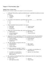 Chapter 13 The Presidency Test Answers Doc