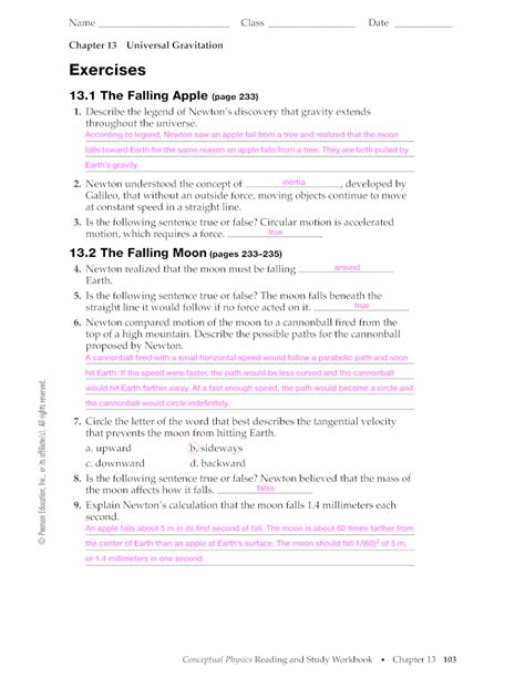 Chapter 13 Universal Gravitation Answers 7 Doc