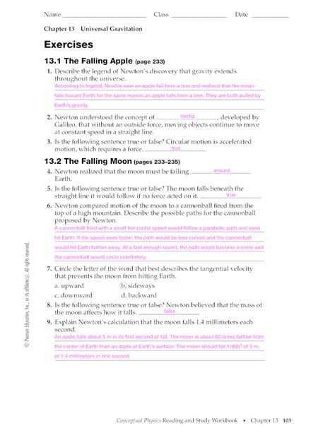 Chapter 13 Universal Gravitation Answers 7 Doc