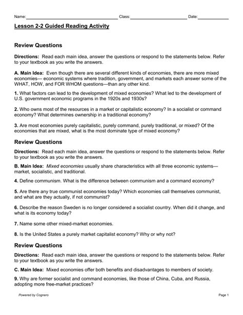 Chapter 14 Economics Guided Reading Answers Doc