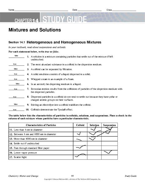 Chapter 14 Study Guide Mixtures Solutions Kindle Editon