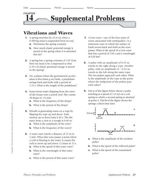 Chapter 14 Supplemental Problems Vibrations Waves Answers PDF