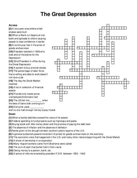 Chapter 14 The Great Depression Begins Crossword Answer Epub