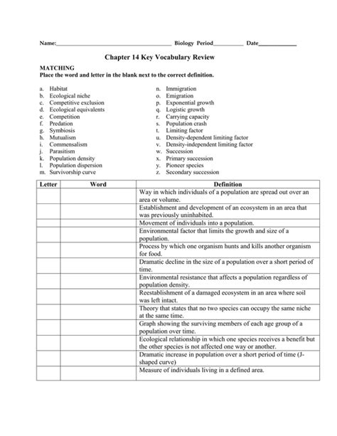 Chapter 14 Vocabulary Review Answers Reader