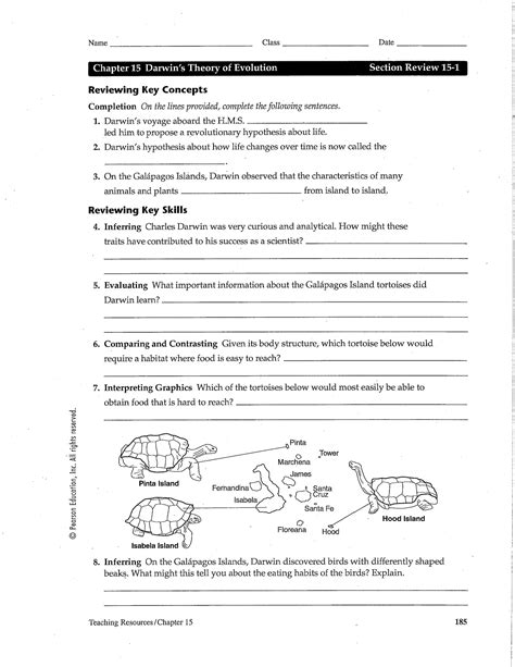 Chapter 15 Active Reading Worksheets Theory Of Evolution Answer Reader